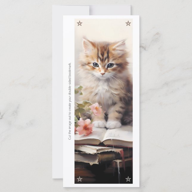 Create Your Own Orange Kitten Books Bookmark Card (Frente)