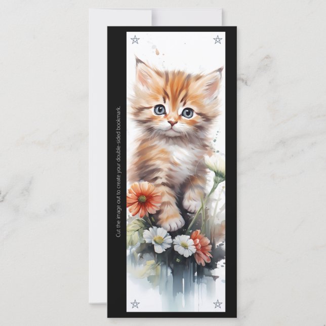 Create Your Own Orange Kitten Daisy Bookmark Card (Frente)
