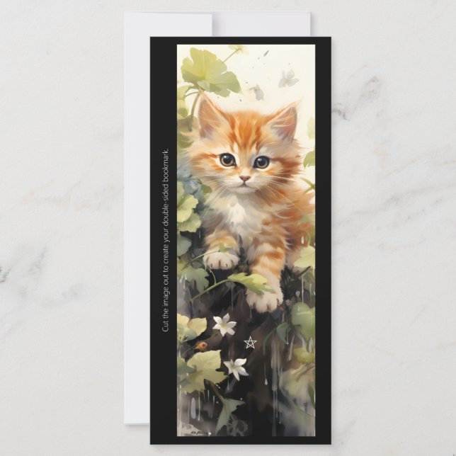 Create Your Own Orange Kitten Floral Bookmark Card (Frente)