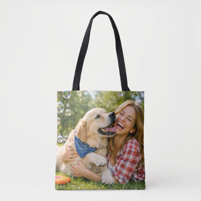 Create Your Own Pet Tote Bag – Add 2 Custom Photos (Frente)