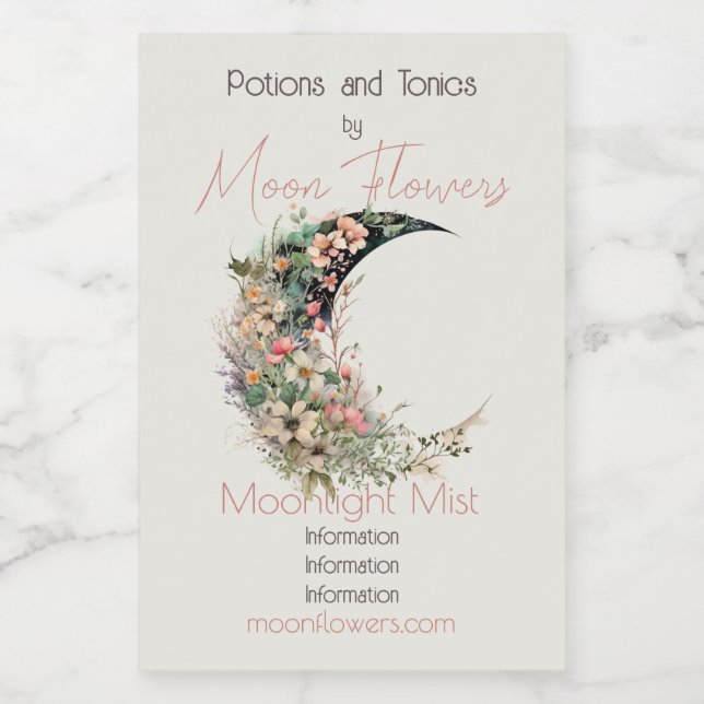 Create Your Own Pink Meadow Floral Crescent Moon (Rótulo Único)