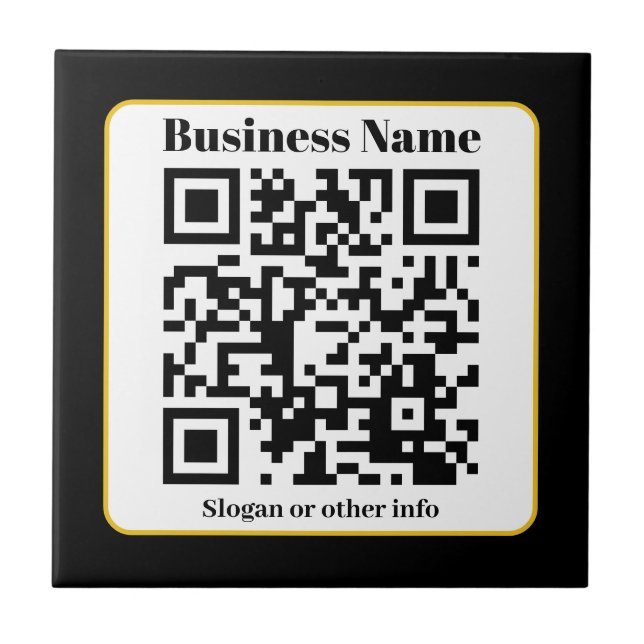 Create Your Own QR Code | Black White Gold Border (Frente)