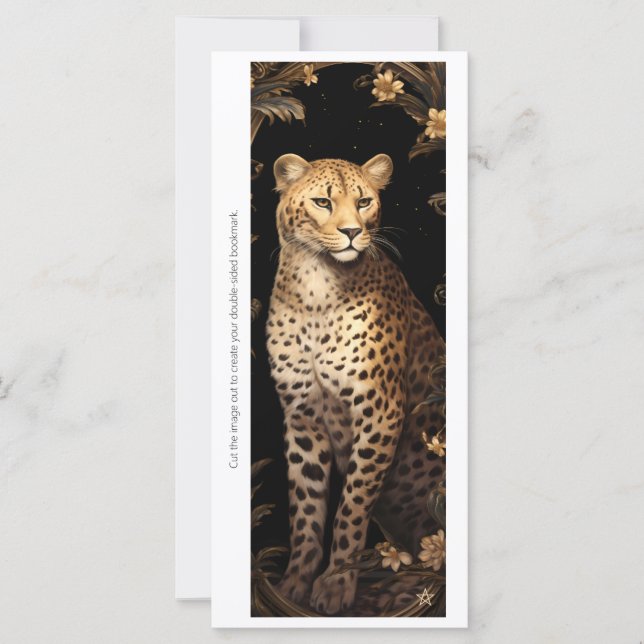 Create Your Own Regal Cheetah Floral Bookmark Card (Frente)