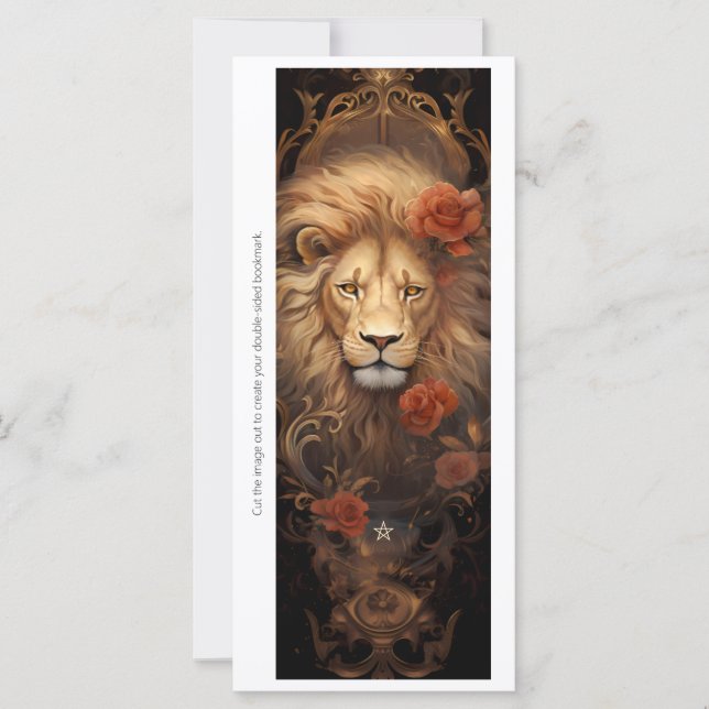 Create Your Own Regal Lion Roses Bookmark Card (Frente)