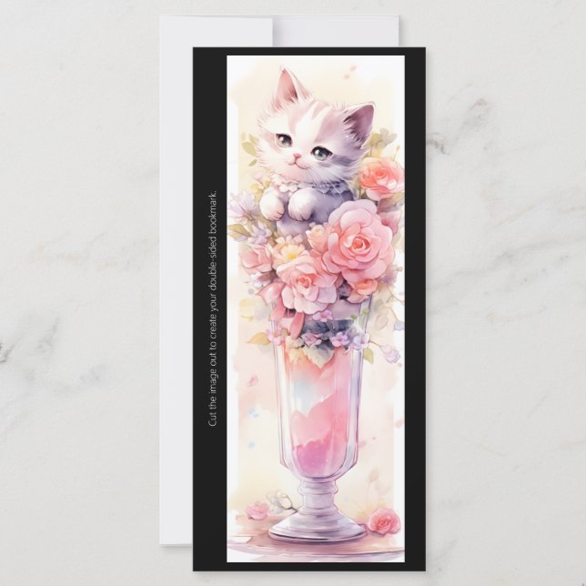 Create Your Own Rose Parfait Kitten Bookmark Card (Frente)
