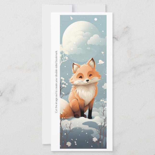 Create Your Own Snowy Red Fox Bookmark Card (Frente)