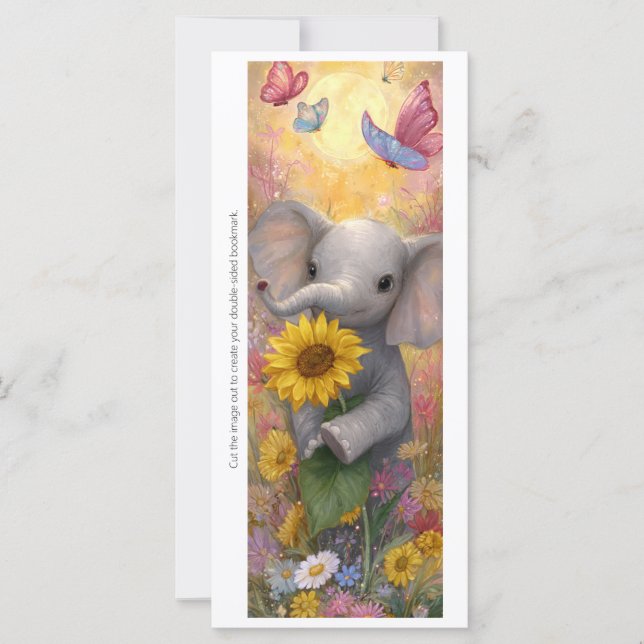 Create Your Own Sunlowers & Elephant Bookmark Card (Frente)