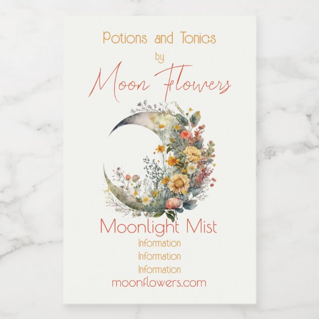 Create Your Own Sunny Floral Crescent Moon (Rótulo Único)