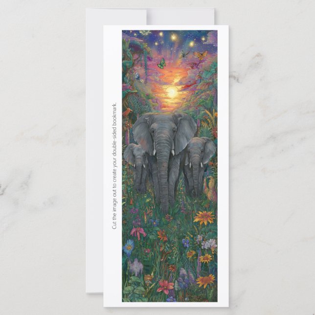 Create Your Own Sunset Elephants Bookmark Card (Frente)