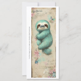 Create Your Own Sweet Teal Sloth Bookmark Card