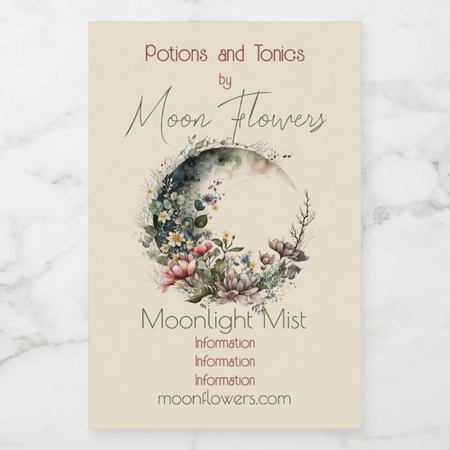 Create Your Own Tea Roses Floral Crescent Moon (Rótulo Único)