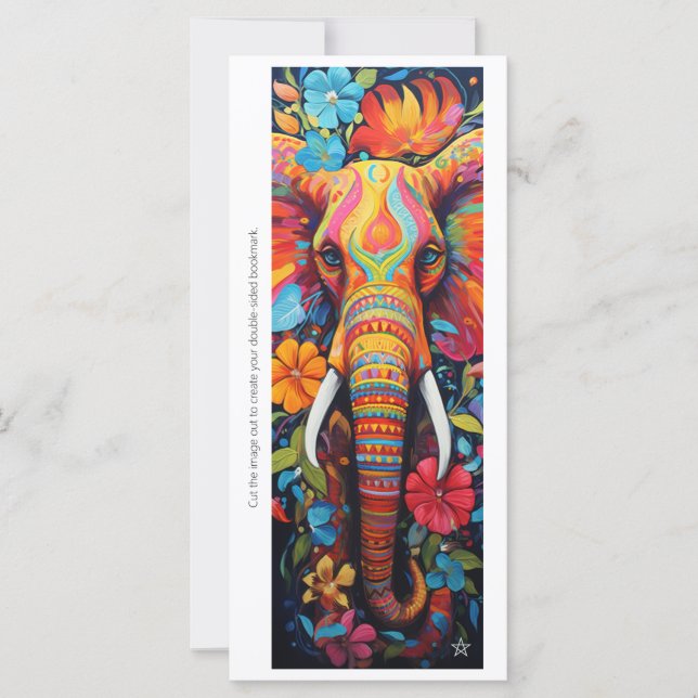 Create Your Own Tribal Elephant Bookmark Card (Frente)