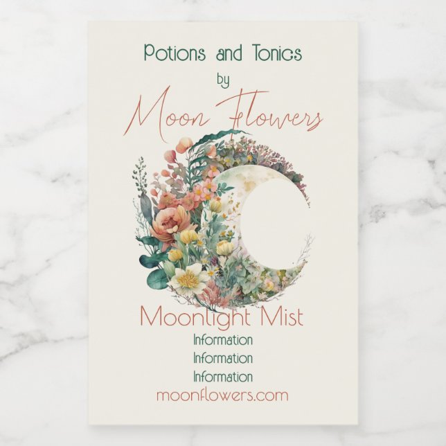 Create Your Own Tropical Floral Crescent Moon (Rótulo Único)