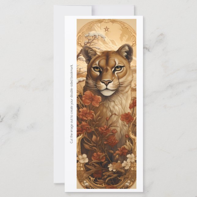 Create Your Own Wild Puma Floral Bookmark Card (Frente)