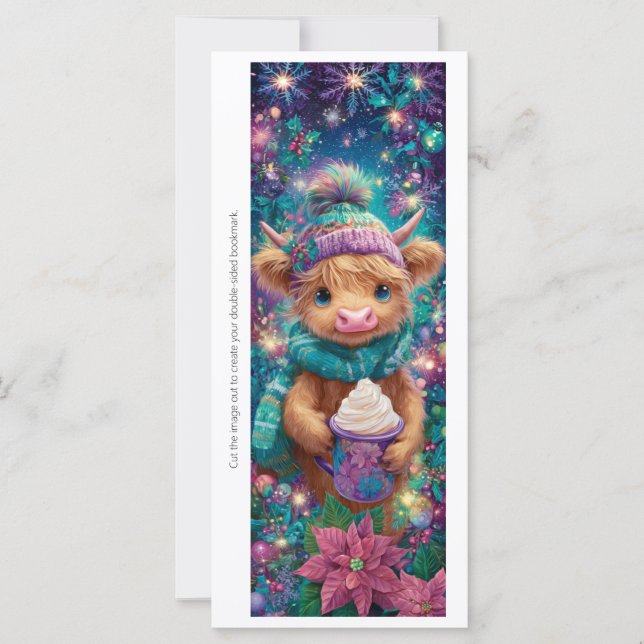 Create Your Own Winter Highland Calf Bookmark Card (Frente)