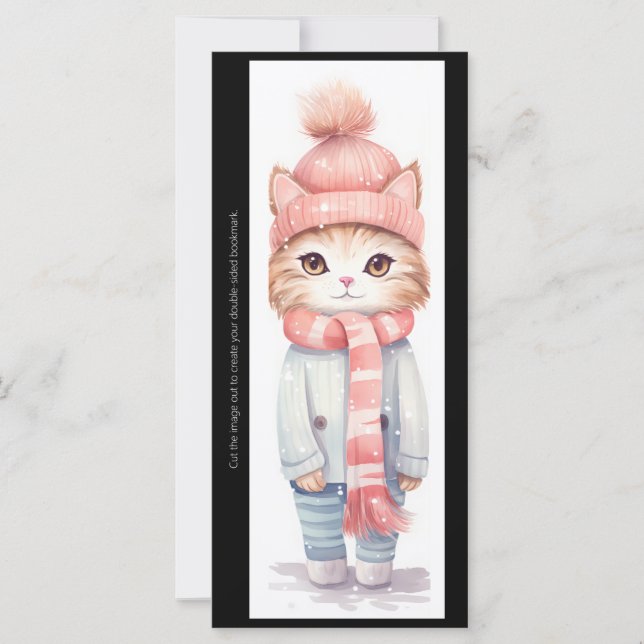 Create Your Own Winter Kitten Bookmark Card (Frente)