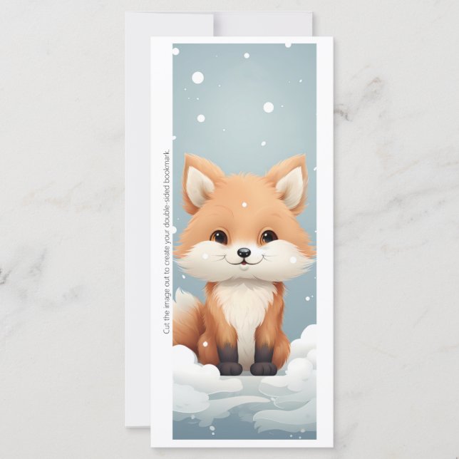 Create Your Own Wintery Red Fox Bookmark Card (Frente)