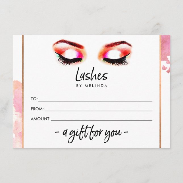 Creative Watercolor Eyelashes Gift Certificate (Frente)