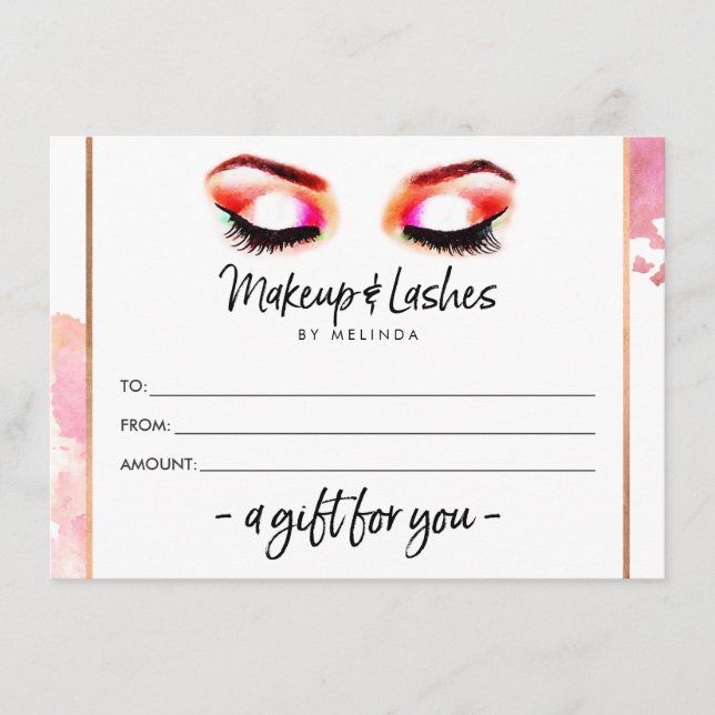 Creative Watercolor Eyes Makeup/Lashes Gift Card (Frente)
