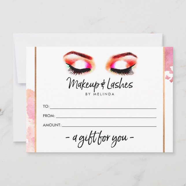 Creative Watercolor Eyes Makeup/Lashes Gift Card (Frente)