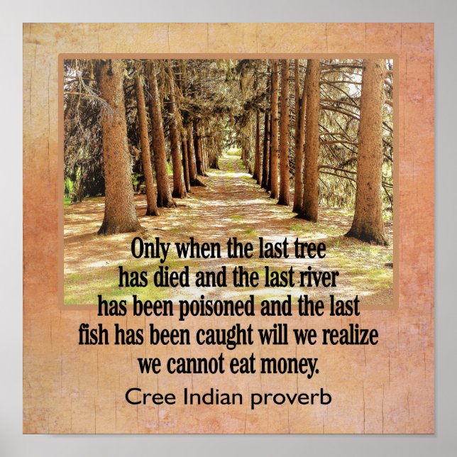 Cree Indian Proverb — impressão de arte — 12 x 12 (Frente)