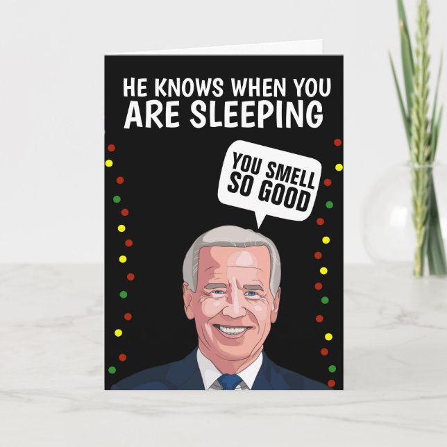 CREEPY JOE BIDEN SNIFF CHRISTMAS GREETING CARTÃO (Frente)