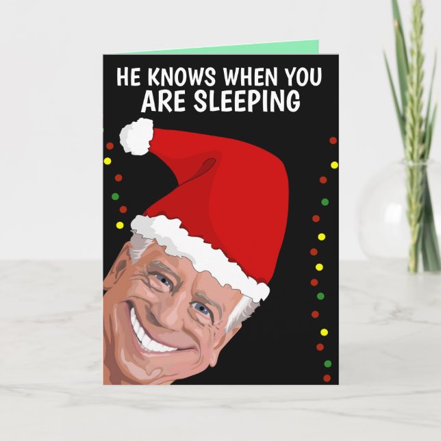 CREEPY JOE BIDEN SNIFF CHRISTMAS GREETING CARTÃO (Frente)