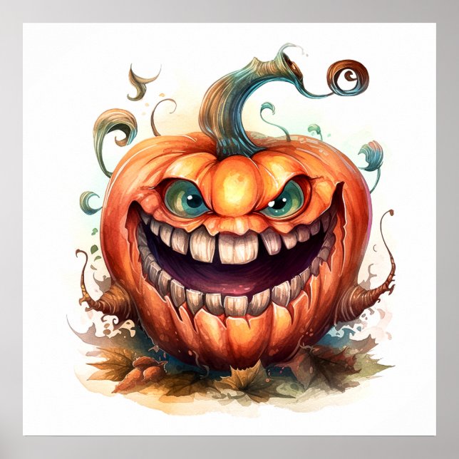 Creepy Pumpkin Art Poster (Frente)