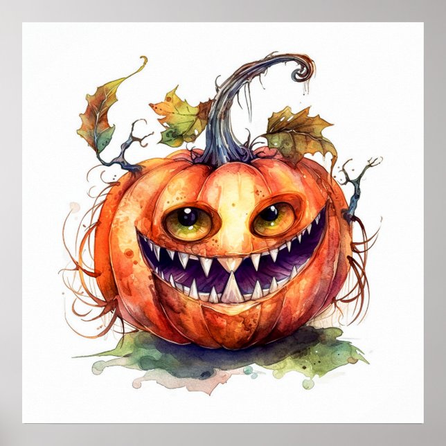 Creepy Pumpkin Art Poster (Frente)