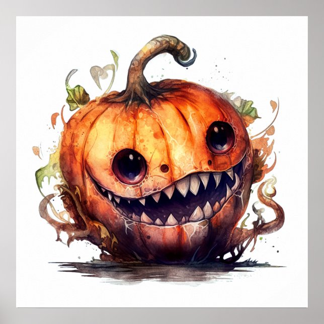 Creepy Pumpkin Art Poster (Frente)