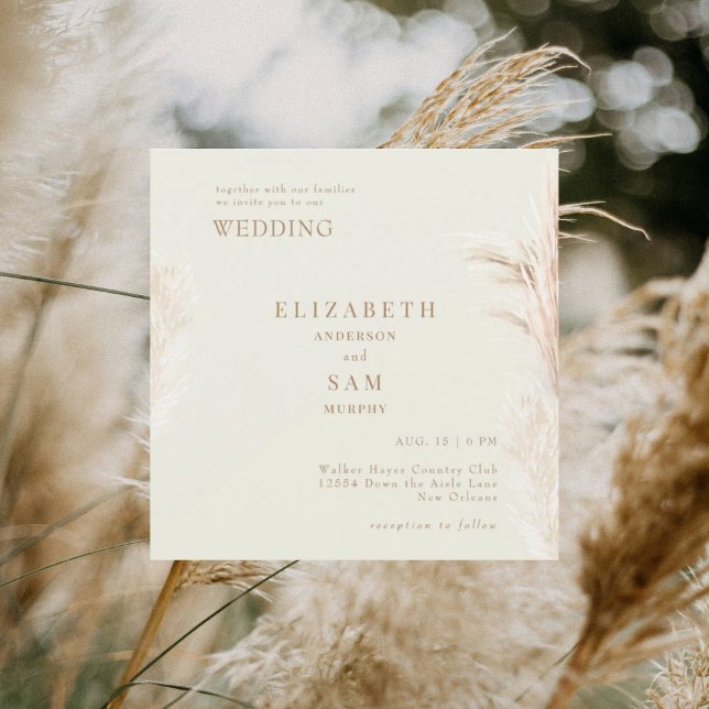 Creme Boho Pampas ao quadrado junto com casamento (Criador carregado)