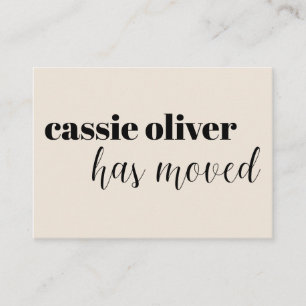 Creme Change of Address Card: Cartão para Solteiro