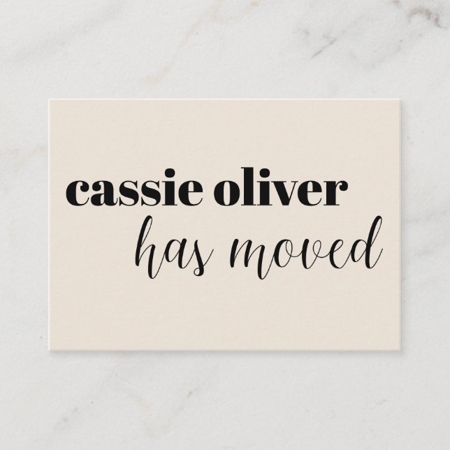 Creme Change of Address Card: Cartão para Solteiro (Frente)