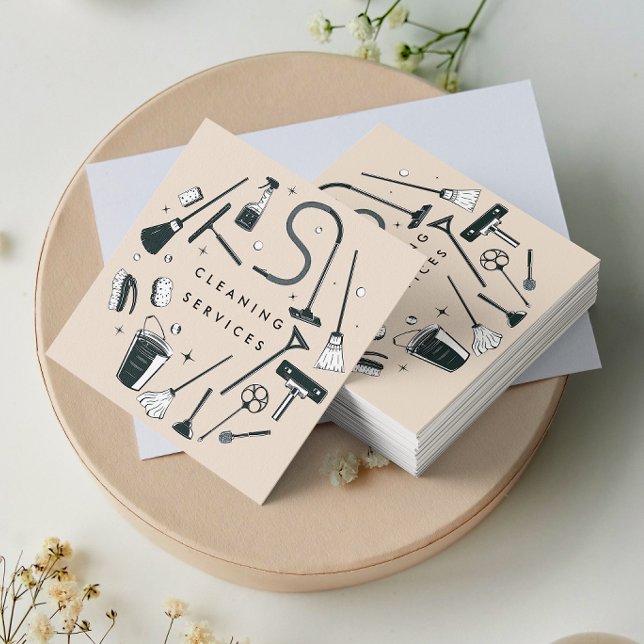 Creme Clearing Services Square Cartão de visita (Criador carregado)