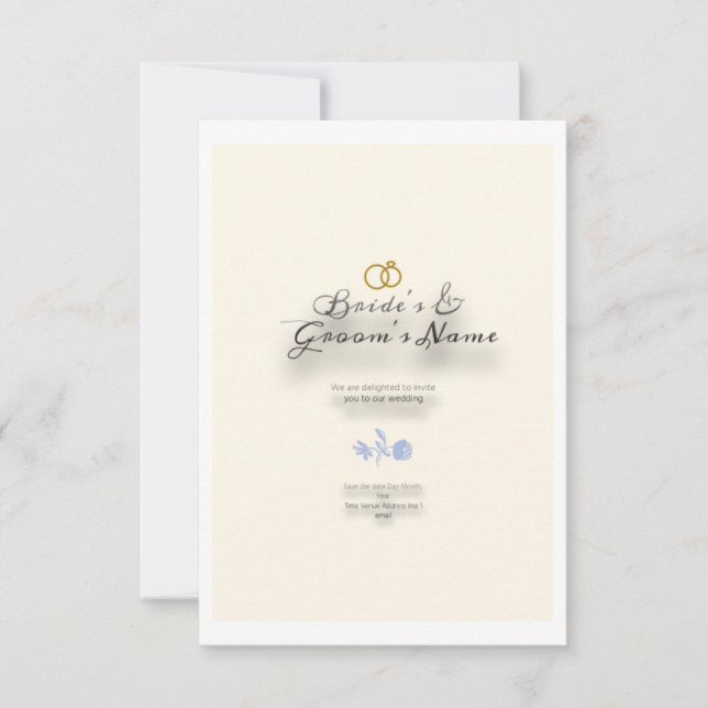 Creme convite de casamento com texto marrom, um te (Frente)