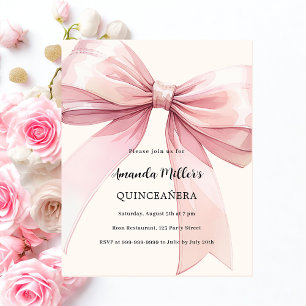 Creme cor-de-rosa Quinceanera Convite