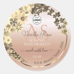 Creme de coral floral Etiquetas de produto Logotip