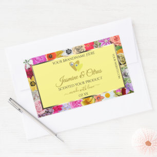 Creme de flores coloridas etiquetas de produto com
