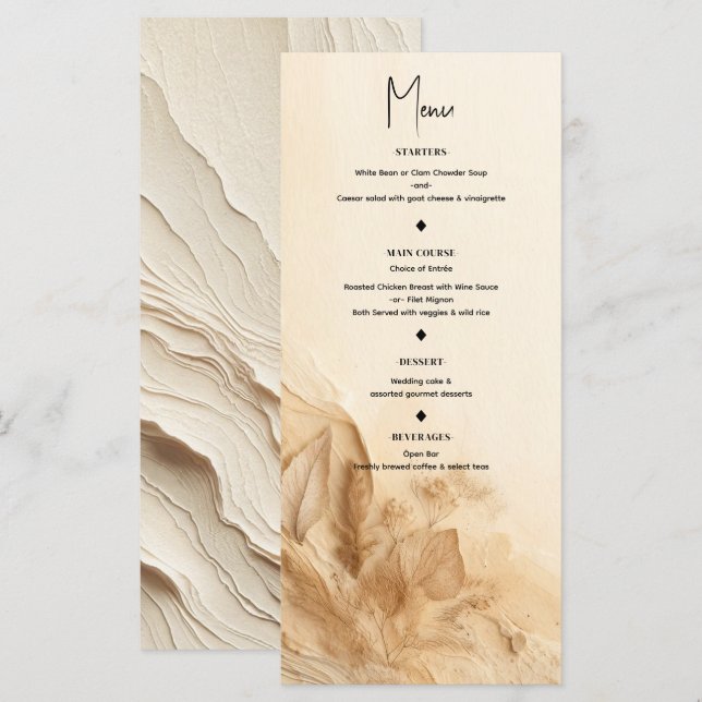 Creme de Marfim Botânico Menu Texturizado Boêmio (Frente/Verso)