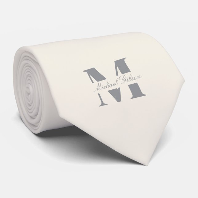 Creme de Marfim | Gravata de Caxemira com Monogram (Rolled)