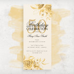 Creme Dourado Elegante de Aniversário Floral<br><div class="desc">Design de "Programa de Festa de aniversário" elegante com Convênio Floral em Dourado com texto personalizado.</div>