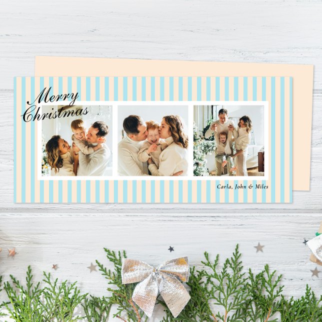 Creme e Blue Chic Vertical Strips 3 Foto (Criador carregado)