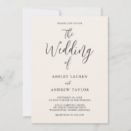 Creme Elegante e Convite para Casamento Negro
