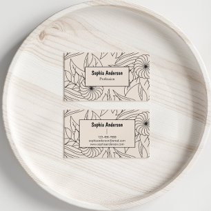 Creme Floral Cartão de visita minimalista