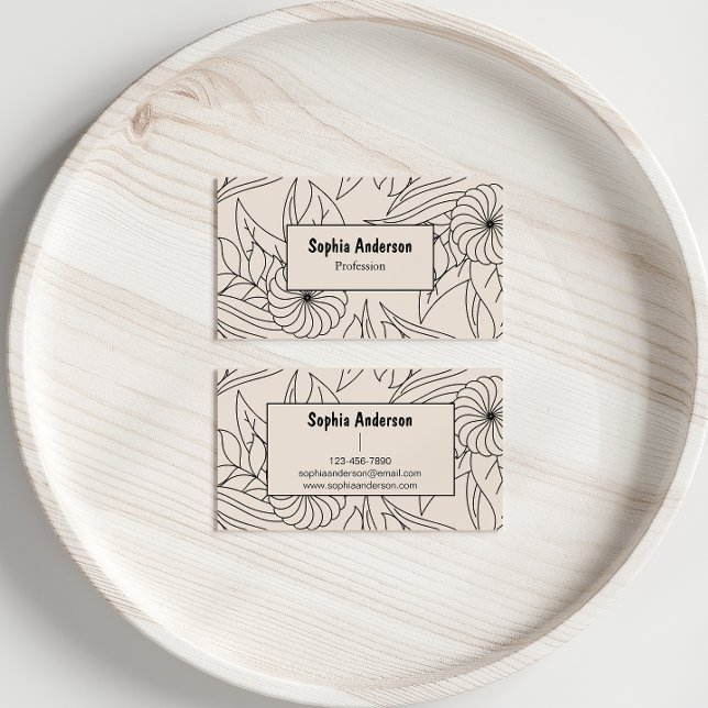 Creme Floral Cartão de visita minimalista (Criador carregado)