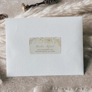 Creme floral dourado de   e etiquetas de endereço