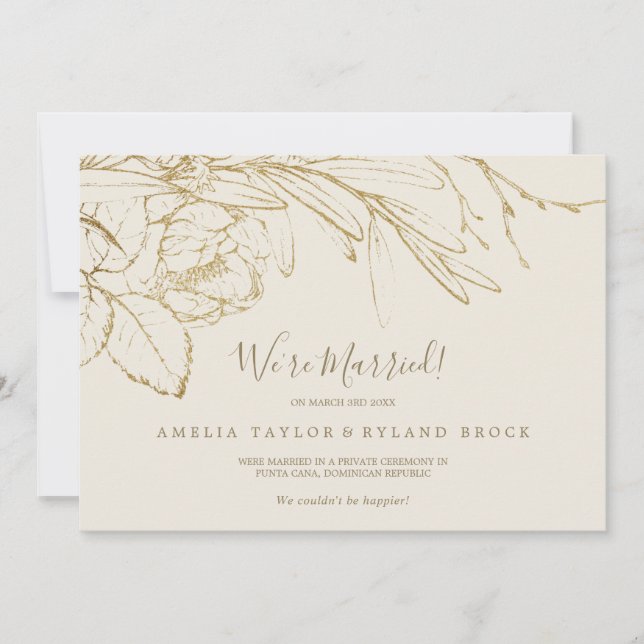 Creme Floral Gilded e Anúncio de Elopemento Dourad (Frente)