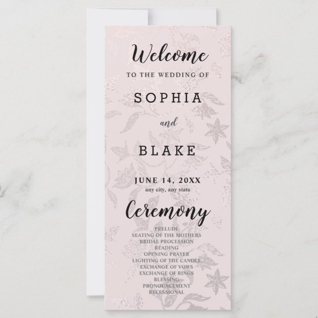 Creme Ivory e Floral Metallic WedProgram (Frente)