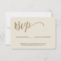 Creme Modern Gold RSVP no mailing Assento Reservad