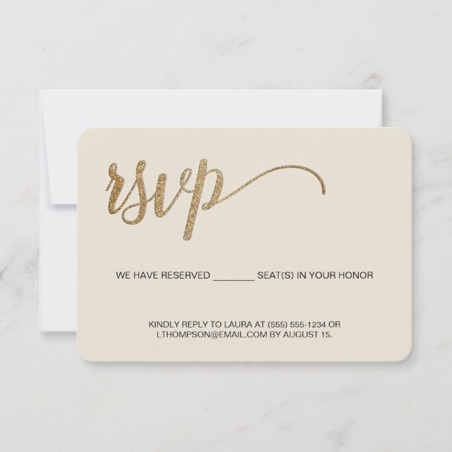 Creme Moderno Dourado RSVP sem envio Assento Reser (Frente)